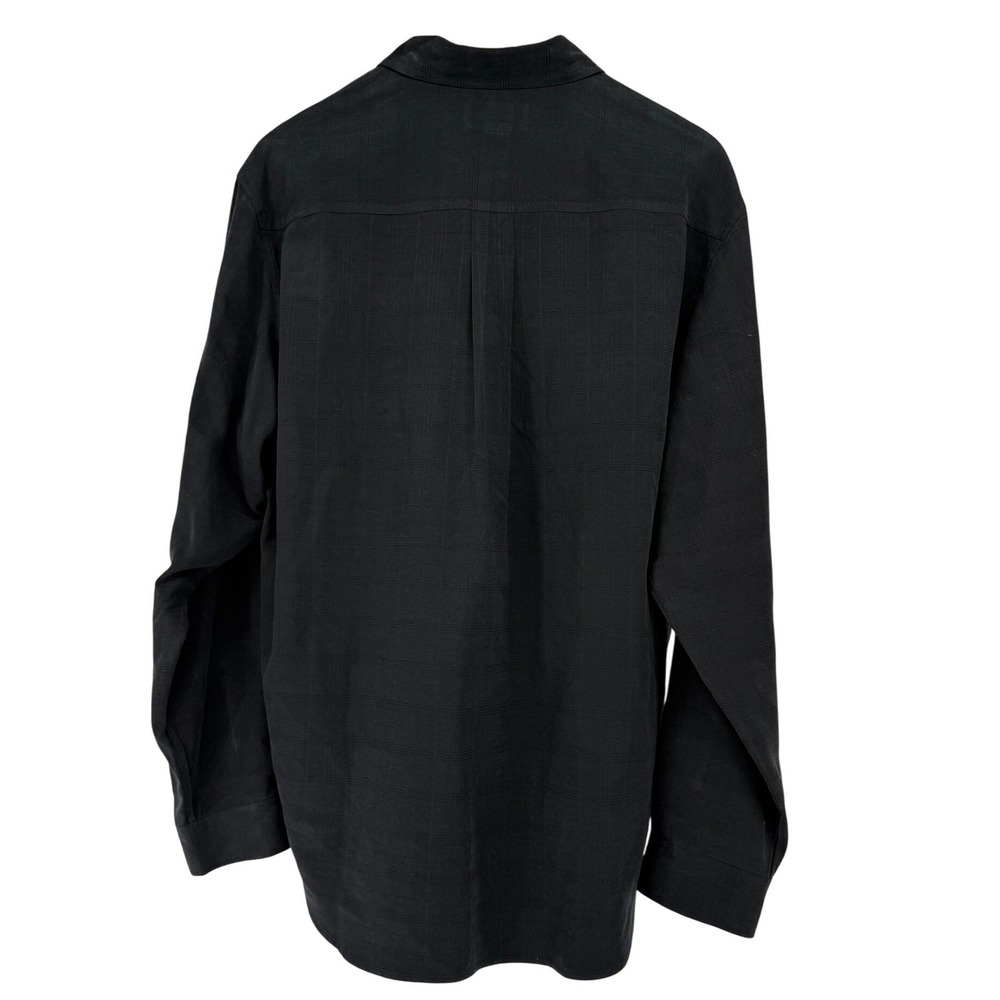 Original Island Sport‎ Vintage Mens 100% Silk  Black Checkered Button Down Shirt - Picture 2 of 6